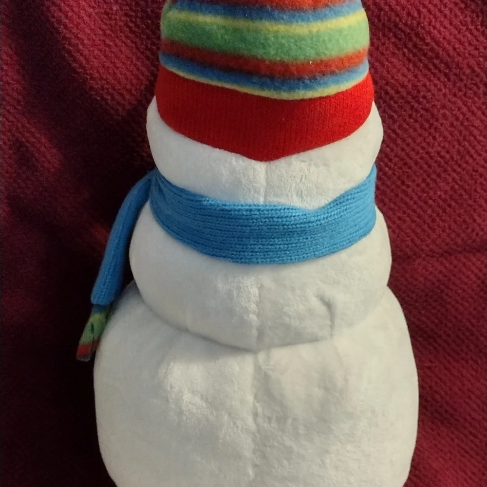 Festive Snowman Plush with Colorful Hat and Scarf - Picture 3 of 12